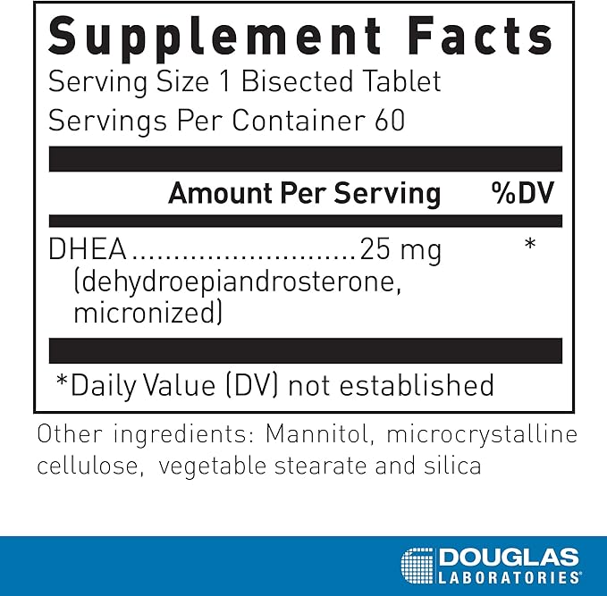 Douglas Laboratories DHEA 25 mg Dissolvable Tablets | Supports Immune Health Brain Bones Metabolism and Lean Body Mass* | 60 Tablets