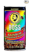 BOSS Coffee by Suntory – Rainbow Mountain Blend Japanese Flash Brew Coffee 6oz 12 Pack Imported from Japan Espresso Doubleshot Ready to Drink Contains Milk No Gluten