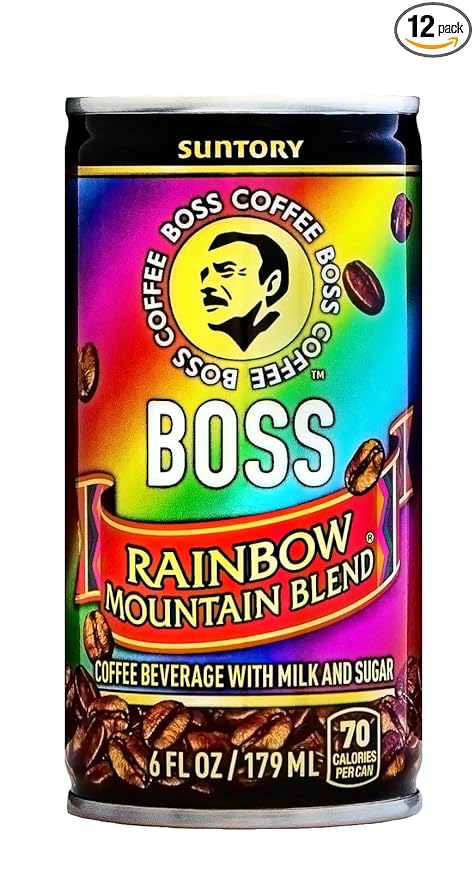 BOSS Coffee by Suntory – Rainbow Mountain Blend Japanese Flash Brew Coffee 6oz 12 Pack Imported from Japan Espresso Doubleshot Ready to Drink Contains Milk No Gluten