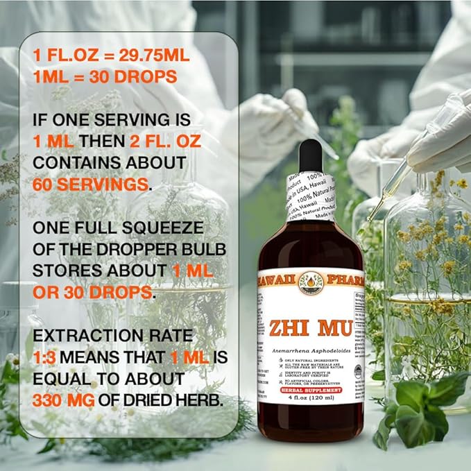 Zhi Mu (Anemarrhena Asphodeloides) Dry Root Tincture All Natural Vegan Pure Liquid Extract - 4 fl.oz