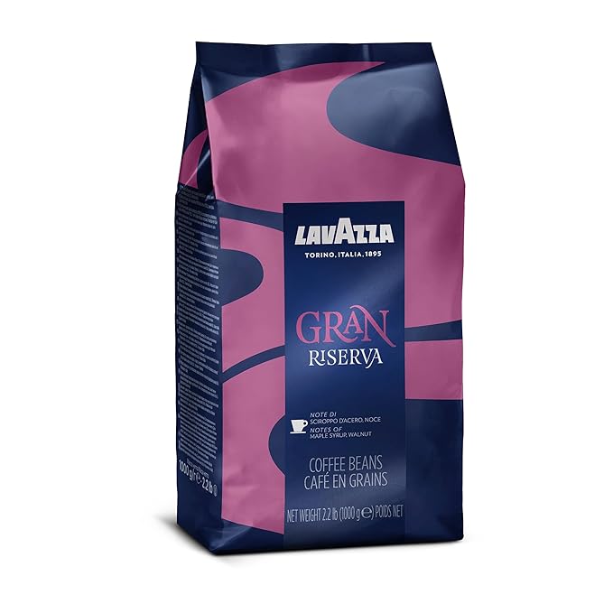 Lavazza Gran Riserva Whole Bean Coffee BlendDark Espresso Roast2.2LB Bag Authentic Italian(Pack of 6)