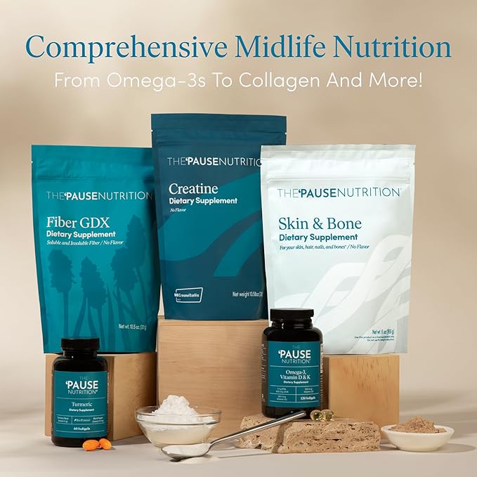 The 'Pause Life Turmeric + Skin &amp Bone Bundle Collagen Peptides with Hyaluronic Acid &amp Vitamin C for Skin Hair &amp Nails paired with Curcumin for Joint &amp Bone Wellness 60 Softgels &