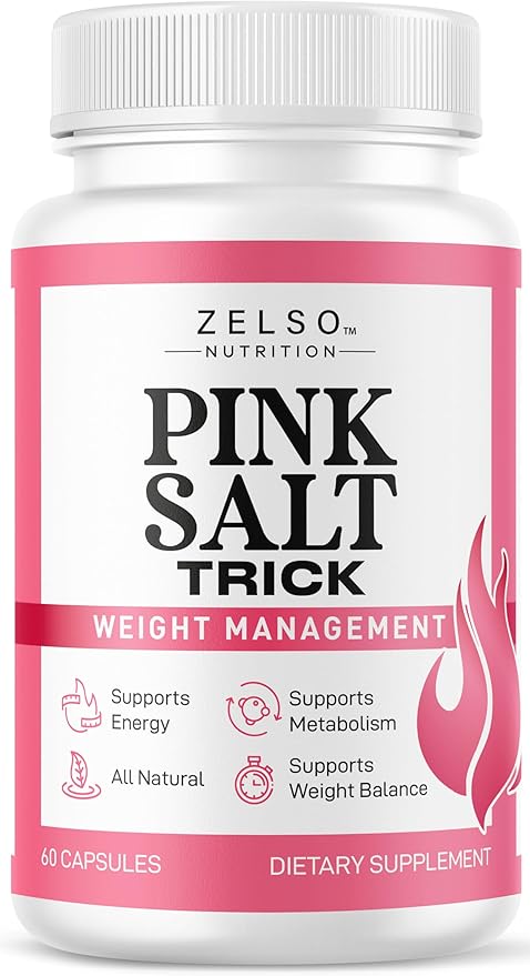 Pink Salt Trick Capsules - Original PinkSalt Trick Supplement for Weight Energy &amp Metabolism - All Natural Advanced Support Formula Pills Reviews 60 Capsules for 1 Month