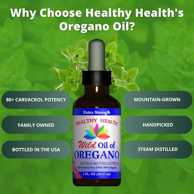 Oregano Oil - Wild Mediterranean - ECO Certified Organic Extra Strength 83% Carvacrol Liquid Immune Support Vegan Aceite de Oregano Non GMO 1 fl. OZ