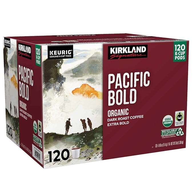 Kirkland Signature Coffee Organic Pacific Bold K-Cup Pod 120 Count (2 Pack)