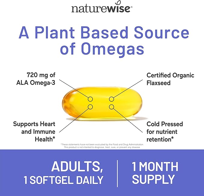 NatureWise [1] Collagen Peptides Powder + Hyaluronic Acid &amp Vitamin C - Non-GMO - 30 Servings + [1] Flaxseed Oil 1200mg - Organic Cold Pressed - 30 Softgels[30-Day Supply]