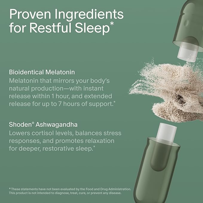 Seed PM-02 Sleep + Restore - Sleep Aid for Women &amp Men - Non-Habit Forming Bioidentical Melatonin &amp Ashwagandha - Vegan &amp Shelf-Stable - 30 Capsules (30-Day Supply)