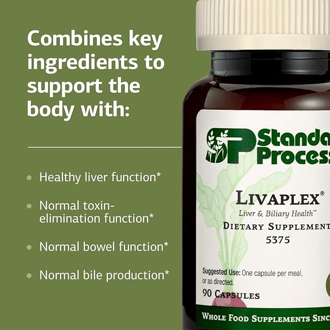 Standard Process Livaplex - Whole Food Bowel Digestion and Digestive Health Liver Health and Gallbladder Support with Spanish Black Radish Betaine Hydrochloride and Organic Carrot - 90 Capsules