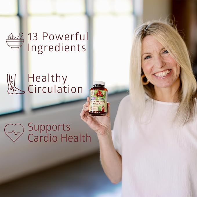 N1N Premium Blood Pressure Support with Hawthorn and Hibiscus [13 Potent Ingredients] Natural Supplement to Support Blood Flow Health 90 Caps