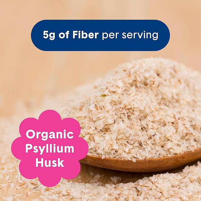 Bellway Super Fiber Powder + Fruit Sugar Free Organic Psyllium Husk Powder Fiber Supplement for Regularity Bloating Relief &amp Digestive Health Plant-Based Wild Berry (50 Servings)