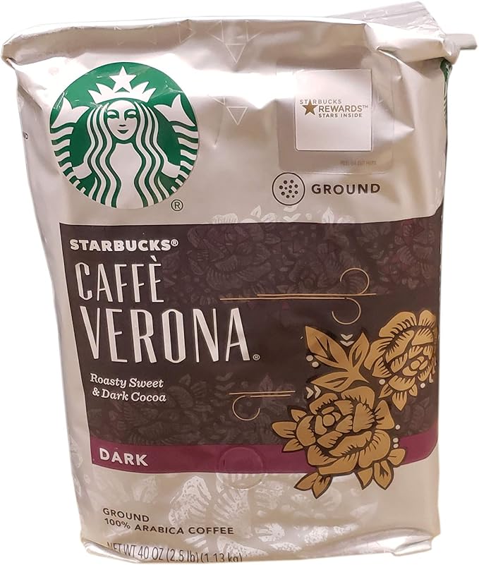 Starbucks Caffe Verona Dark Roast Ground Coffee Roasty Sweet &amp Dark Cocoa 40 Ounce
