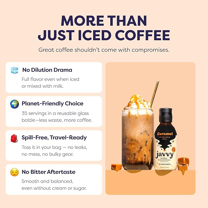Coffee Concentrate - Cold Brew Coffee Perfect for Hot or Iced Instant Coffees Hot Drinks Cold Brew Concentrate 5 Pack - Caramel