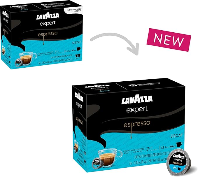 Lavazza Expert Espresso Decaf Capsules Medium Roast Arabica and Robusta Blend Compatible with Lavazza Classy Machines (36 Capsules)