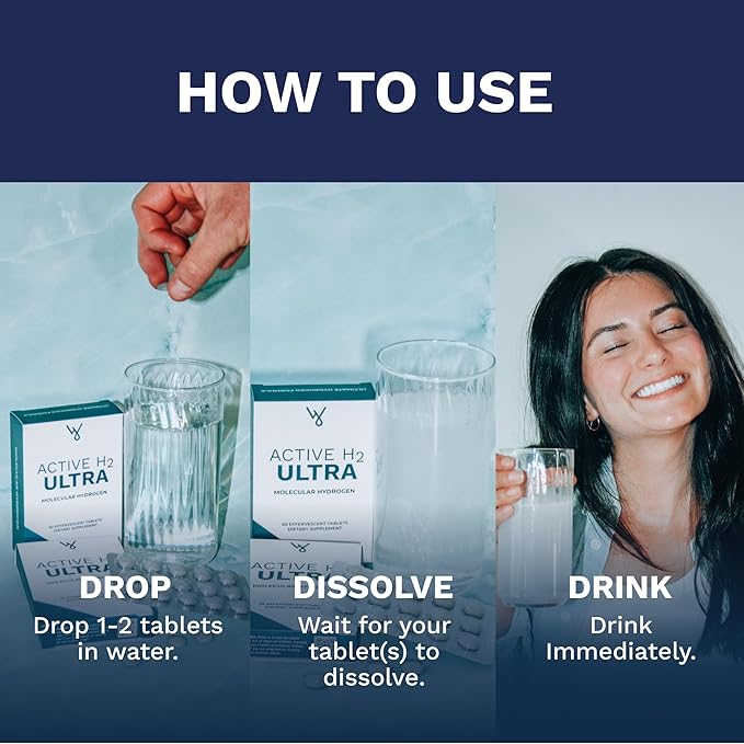 Active H2 Ultra+ Hydrogen Water Tablet - Optimize Health Support Immunity and Balance Antioxidants with Benefits of Molecular Hydrogen 30 Servings