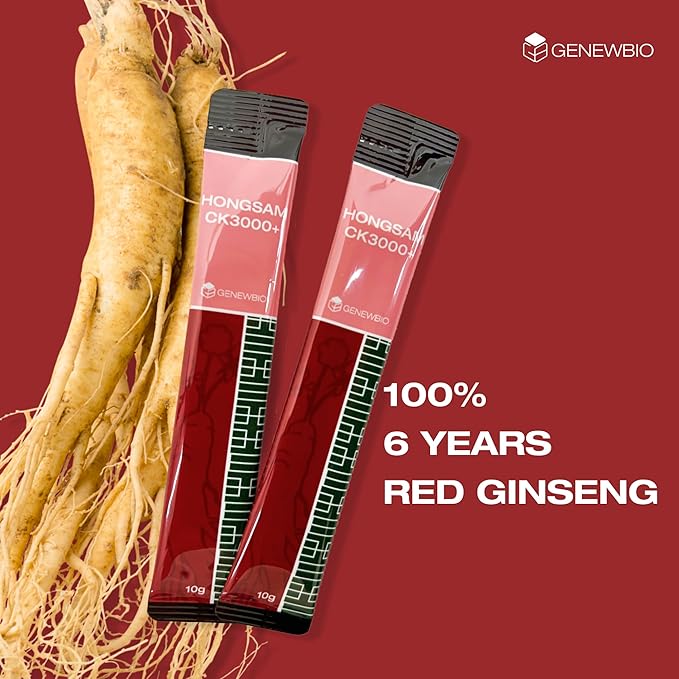 CK3000+ 6 Year Old Panax Red Ginseng Extract 100% 3000mg per Stick High Ginsenoside (30mg) No Sugar No Additives Fermented Korean Red Ginseng Energy &amp Immune Support 30 Sticks