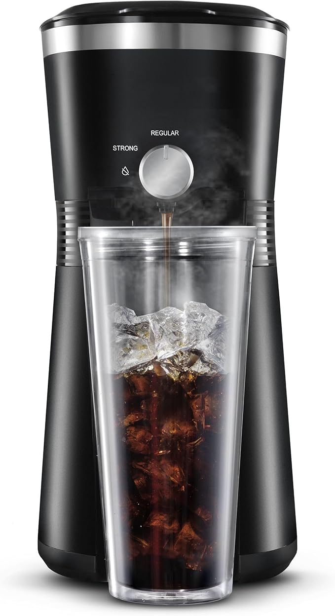 MaiyO Iced Coffee Maker with 25 fl oz. Reusable Tumbler Black