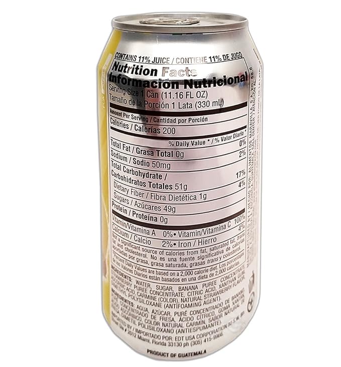 Del Frutal Strawberry Banana Nectar 11.16 oz - Sabor Fresa y Banano (Pack of 12)