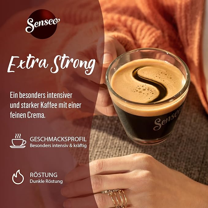 Senseo Extra Strong Dark Roast Coffee Pods 16 Count (Pack of 5) - Single Serve Coffee Pods Bulk Pack for Senseo Coffee Machine - Compostable Coffee Pods for Hot or Iced Coffee Cold Brew Coffee