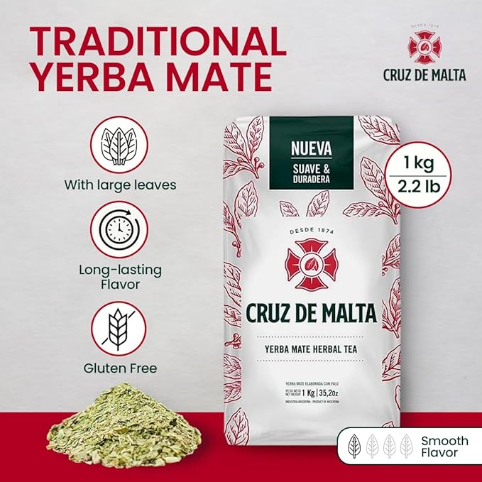 Yerba Mate Cruz de Malta Suave y Duradera 2.2 Lbs each bag 3-pack
