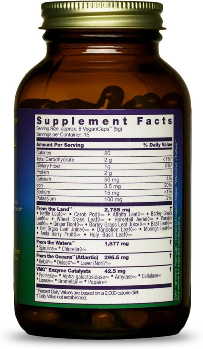 HEALTHFORCE SUPERFOODS Vitamineral Green - Mineral Supplement for Immune &amp Thyroid Support - Green Powder Supplement with Ingredients from The Land - Gluten-Free &amp Vegan - 120 Capsules