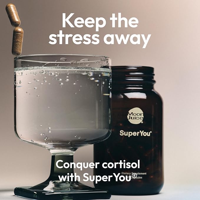Moon Juice SuperYou Ashwagandha Supplements with Rhodiola Shatavari &amp Amla - Cortisol Reducer for Energy Mood Focus and Stress Support Vegan Non-GMO &amp 100% Traceable 60 Capsules 30 Serv