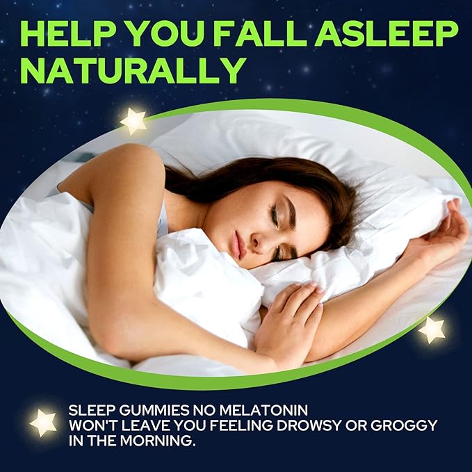 NEVISS Melatonin Free Sleep Aid Gummies for Adults - Magnesium Glycinate Gummies | GABA L-Tryptophan Magnesium Ashwagandha - Non-Habit Forming Help for Deep Relaxation - Vegan Lemon Flavor 2Pack