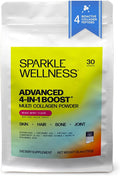 Sparkle Wellness Advanced 4 in 1 Boost | Clinically Tested Multi Collagen Powder with VERISOL FORTIBONE FORTIGEL TENDORFORTE | Skin Bone Joint Health | Mixed Berry