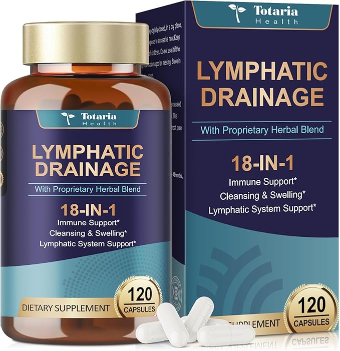 Totaria Lymphatic Drainage - Reduce Lymph Swelling with Echinacea Dandelion Burdock Bromelain Vitamin C Zinc Selenium Proprietary Herbal Blend Lymph MD System Support 120 Counts