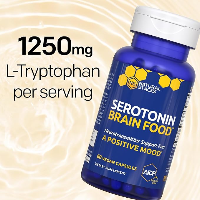 NATURAL STACKS Serotonin &amp GABA Brain Food Bundle - Supports a Positive Mood &amp Calmness* - 120 Total Capsules
