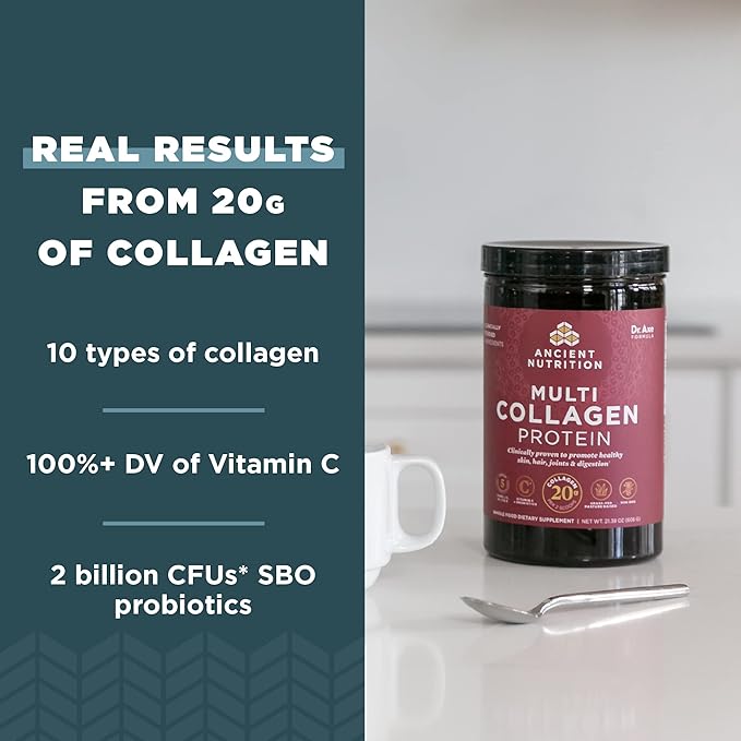 Ancient Nutrition Multi Collagen Capules 90 Count + Multi Collagen Protein Powder Unflavored 60 Servings