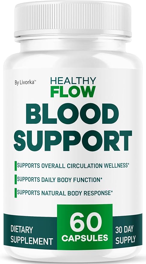 Healthy Flow Blood Support - HealthyFlow Support Supplement Capsules Daily Premium Advanced Formula Pills - Maximum Strength Vitamins for Overall Health &amp Wellness 60 Capsules for 1 Month