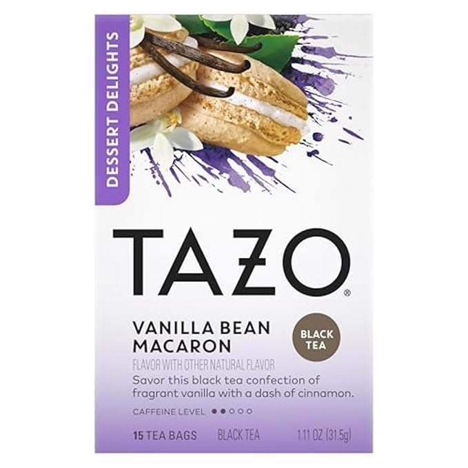 TAZO Dessert Delights Vanilla Bean Macaron Tea Bags Sugar Free and Zero Calories 90 Total Tea Bags (15ct - Pack of 6)