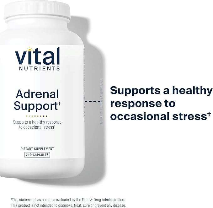 Vital Nutrients Adrenal Support - Adrenal Support Supplements for Gland Function and Cortisol Management - Supports Energy and Stress Levels - Gluten Dairy Soy Free - 240 Capsules