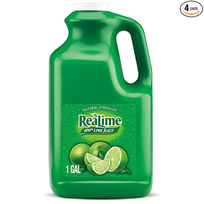 ReaLime 100% Lime Juice 1 gal bottle Made with Lime Juice from Concentrate Gluten-Free Sodium Free Perfect Mixer to add to Cocktails and Marinades