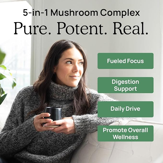 Real Mushrooms 5 Defenders - Adaptogenic Mushrooms Complex with Chaga Reishi Turkey Tail Maitake &amp Shiitake for Wellness Support - Mushroom Beta Glucan Capsules - 90 Count (Pack of 2)
