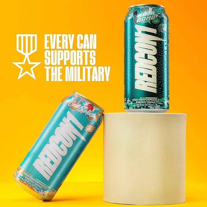REDCON1 Energy High Performance Drink Vice City - Zero Sugar Energy Drink with Alpha GPC Nootropic - 200mg of Natural Caffeine from Green Coffee Beans - Vitamin B6 B12 &amp B5 to Boost Mood (12 ct)