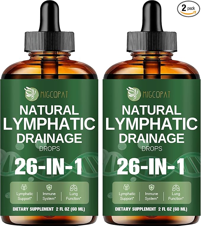 26-in-1 Liposomal Lymphatic Drainage Drops Echinacea Turmeric Elderberry Dandelion Vitamins and Mullein Drops for Lungs Lymphatic Immune Support Liver Cleanse Detox &amp Repair 4 fl oz