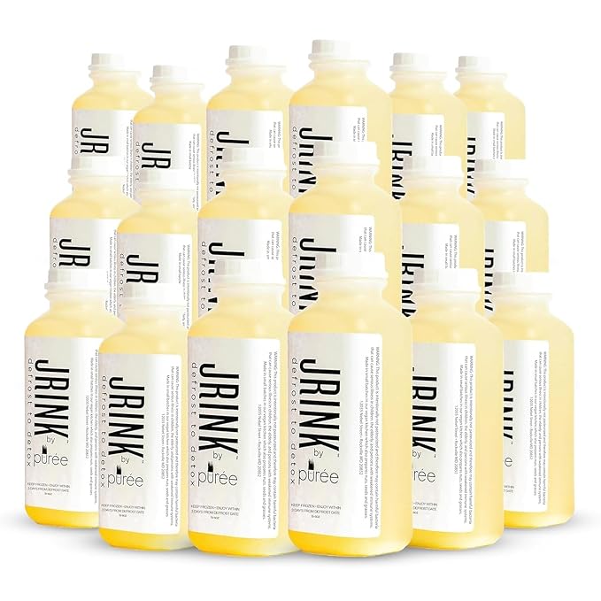 JRINK by Purée Ginger Lemon Juice Cold Pressed Juice Cleanse with Organic Lemon Ginger Detox Drink from Raw Fruit and Vegetable No Preservatives Healthy Cleanse 16oz Bottles 18 Pack