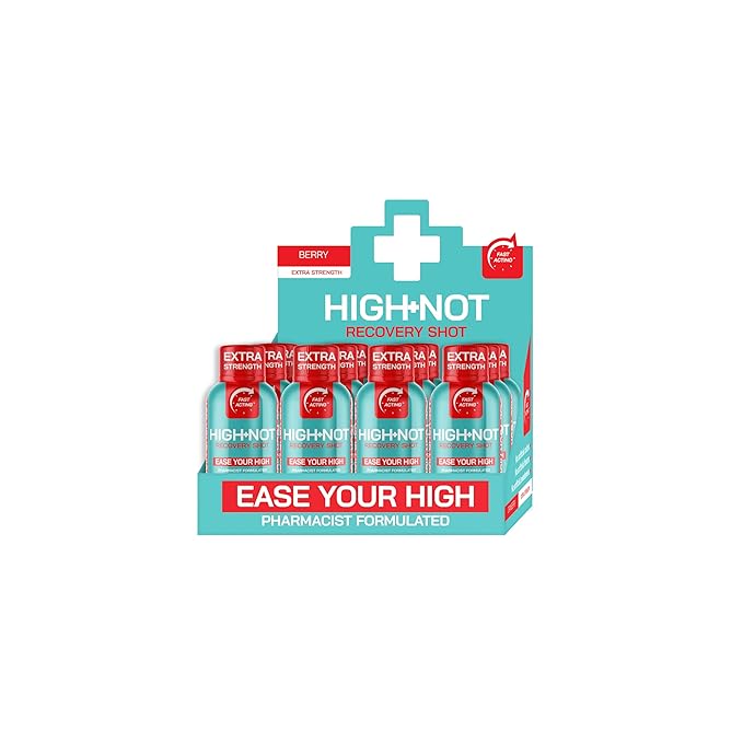 HIGH NOT Berry Flavored Recovery Shot – Rapid Relief for Intense THC̈̈ Effects – Fast-Acting Plant-Based Energy Shot – Vegan Brain Booster &amp Morning Recovery Drink