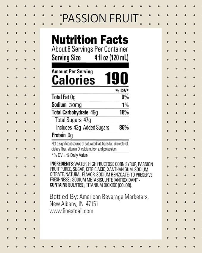 Finest Call Premium Passion Fruit Puree Drink Mix 1 Liter Bottle (33.8 Fl Oz) Pack of 3