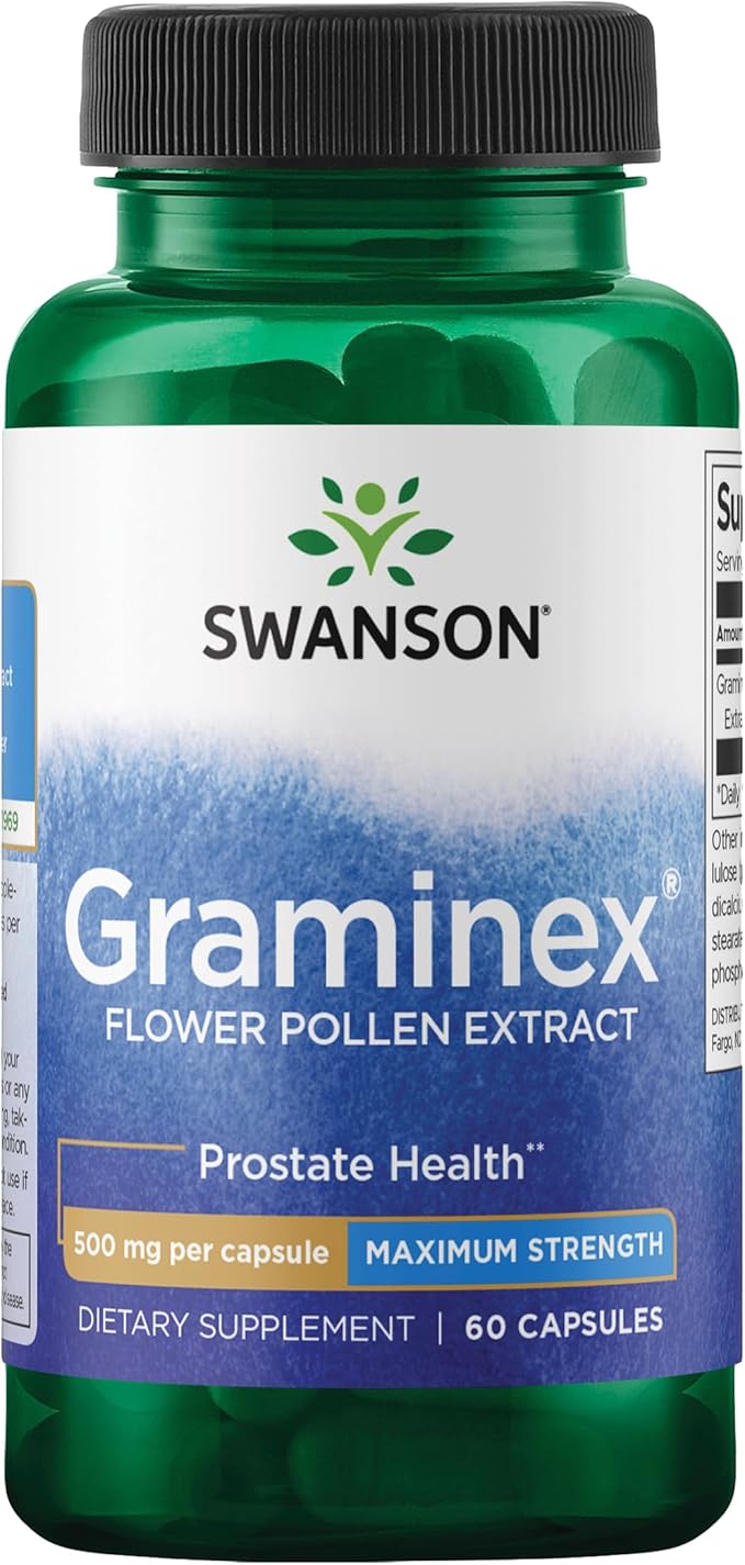 Swanson Graminex Flower Pollen Extract - Men's Health Supplement to Support Prostate Kidney Bladder &amp Urinary Tract Health* - Non-GMO - 60 Capsules