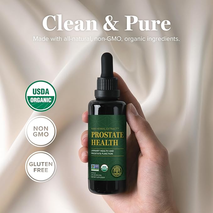 Global Healing Organic Prostate Health - Mens Health Supplement - Prostate Supplements Help Urinary Bladder Control Frequent Urination Relief Reduces Bathroom Trips - 2 Fl Oz