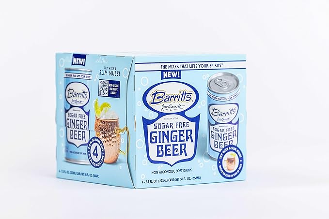 Barritt's Mixers - Ginger Beer Mix Non-Alcoholic Soda Cocktail Mixer 7.5 fl oz Cans 24 Pack Mini