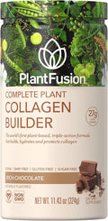 PlantFusion Vegan Collagen Powder - Plant Based Collagen Protein Powder For Muscle &amp Joints Hair Skin &amp Nails - Keto Gluten Free Soy Free Non-Dairy No Sugar Non-GMO - Chocolate 11.43 oz
