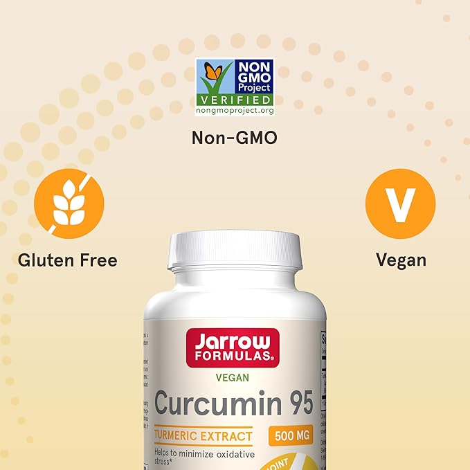 Jarrow Formulas Curcumin 95 500 mgTurmeric Curcumin Extract for Antioxidant Support Bone and Joint Support Dietary Supplement120 Veggie CapsulesUp to 120 Servings Pack of 12