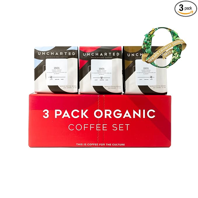 Single-Origin Organic Coffee Beans Gift Box Light Medium and Dark Roast Organic Whole Bean Coffee 3 Pack Explorer 9 oz each 1904 Rwanda by Uncharted Coffee