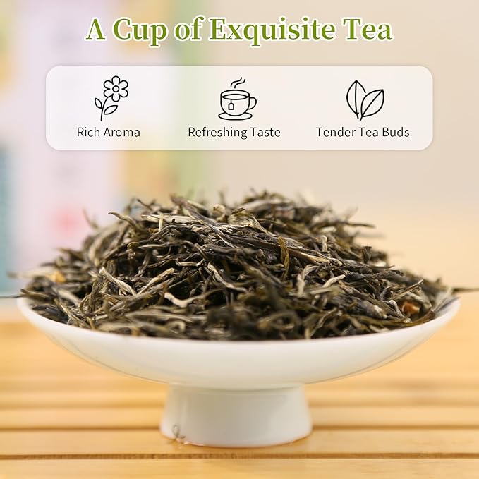 Yuexi Jasmine Tea Loose Leaf Jasmine Green Tea Loose Leaf Chinese Tea Rich Natural Aroma 茉莉花茶 茶叶 绿茶 200g/7.05oz