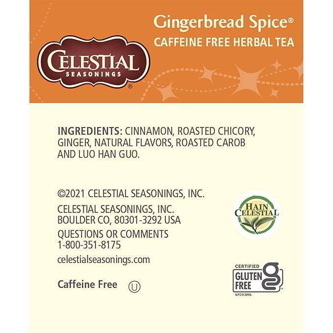Celestial Seasonings Herbal Tea Gingerbread Spice 18 tea bags (Pack of 6)