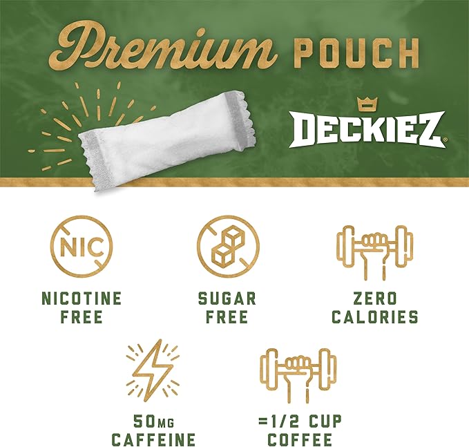 Deckiez Energy Pouches 5 Cans (100 Servings) Sugar Free Caffeine Supplement Coffee Pouches &amp Energy Drink Alternative 50mg Caffeine Pouches Jalapeño Lime Flavor