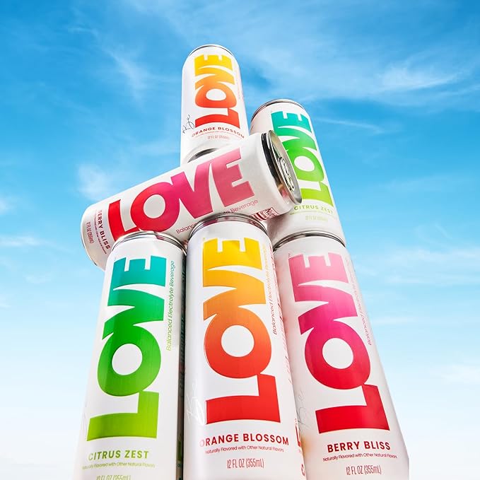 Be LOVE Lightly Flavored Electrolyte Beverage with Magnesium Potassium &amp Sodium - Purified Still Beverage for Daily Hydration Exercise Work &amp Wellness- Zero Sugar Gluten Free (Orange Bloss